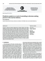 Predictive analytics as a tool of controlling in decision making process in the marina industry