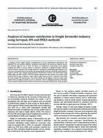 prikaz prve stranice dokumenta Analysis of customer satisfaction in freight forwarder industry using Servqual, IPA and FMEA methods